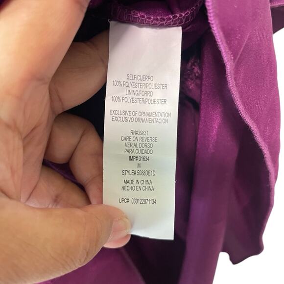 Sequin Hearts Short Sleeve Cape Detail Front Jeweled A Line Dress Purple Size M - Picture 7 of 9